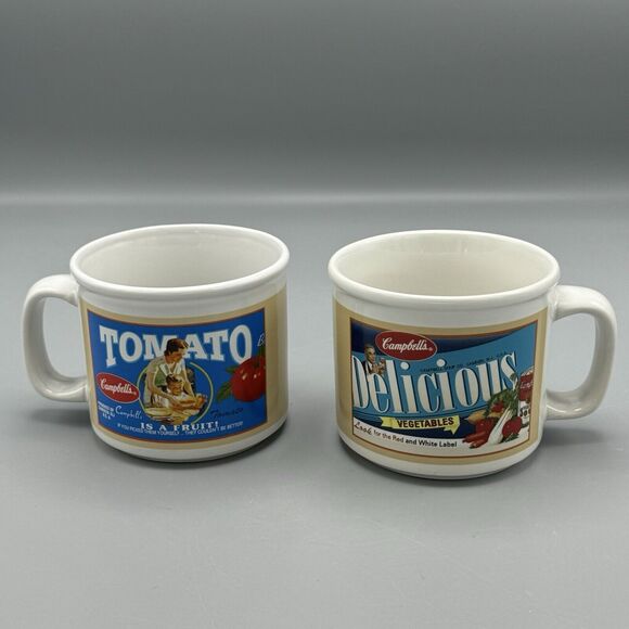 Pair of Campbells Advertising Ceramic Soup Chili Mug 2005 Houston Harvest 16 Oz - Picture 2 of 9